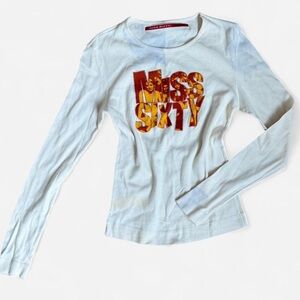 Miss Sixty White and Red Graphic Long Sleeve Tee